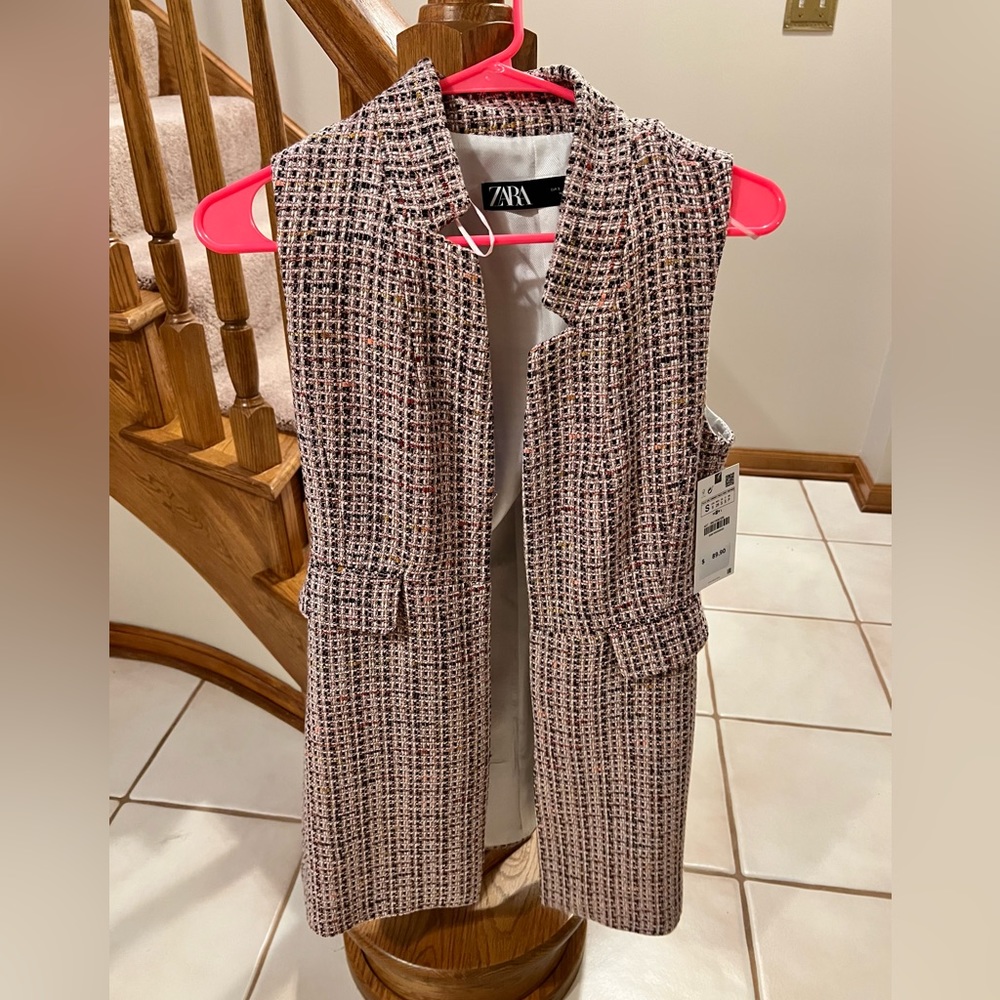 Zara tweed long vest